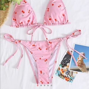 Cherry triangle Tie Side bikini